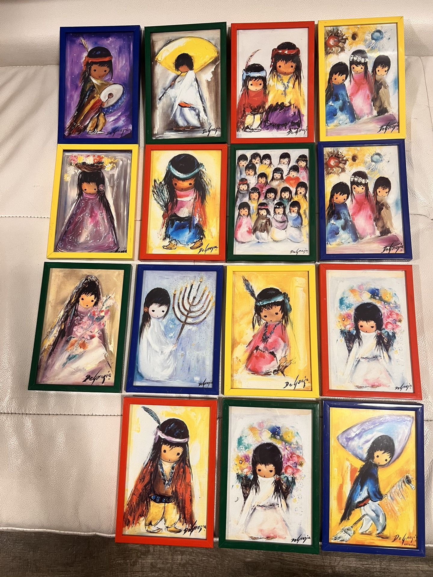 Vintage De Grazia collection signed Chiquita, 1980s. Southwest Indian art 15 paintings