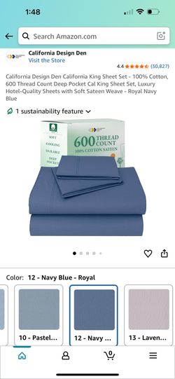 California Design Den California King Sheet Set - 100% Cotton, 600 Thread Count Deep Pocket Cal King Sheet Set, Luxury Hotel-Quality Sheets with Soft 