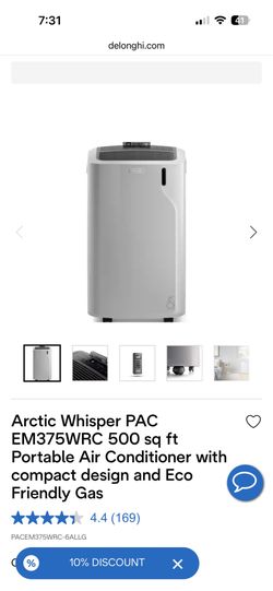 Portable air conditioner Arctic Whisper PAC EM375WRC 500 sq ft Portable Air Conditioner