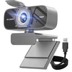 1080P HD Webcam with Microphone, Noise Cancellation, Privacy Cover, Wide-Angle Lens