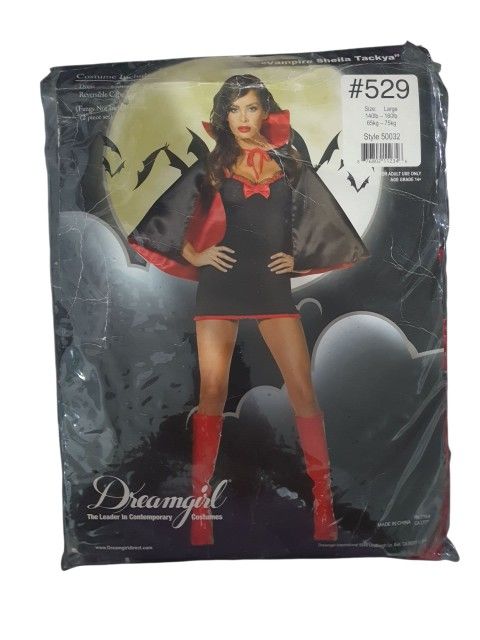 Sexy Vampire Adult Woman's Halloween Costume. Size Large. *Dress *Cape.