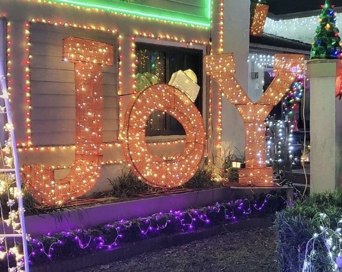 Gigantic Christmas JOY yard decor 12 Feet x 7 feet READ DESCRIPTION for details