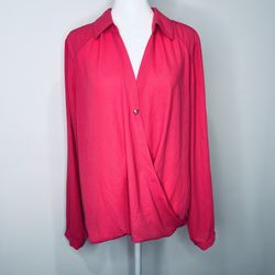 Pink INC Collared Wrap Top Blouse Size 16 Shirt