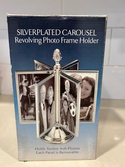 Silver-Plated Revolving Carousel Photo Frame – New, Unused