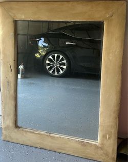 Large Mirror - Wood Frame Wrapped in Distressed Leather