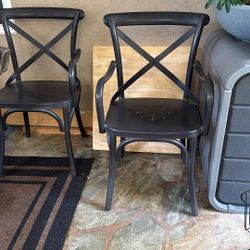 Restoration Hardware Black Metal Dinning Chairs W/ Arms