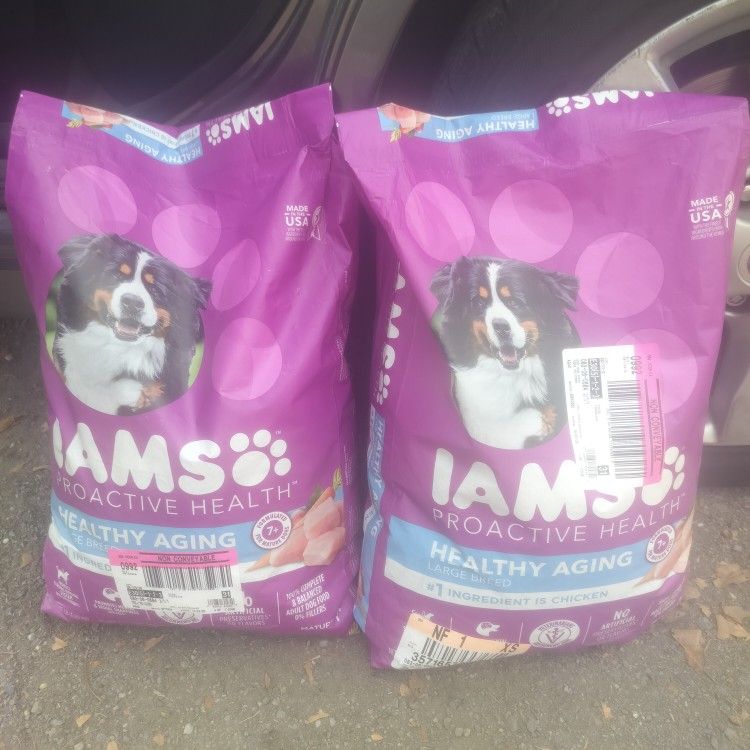 Two 15 Lb Bags Of Iams Proactive Healthy Aging Dog Food