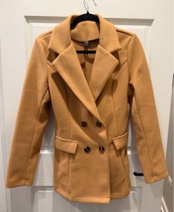 Women’s Size 6 Camel Double-Breasted Wool-Blend Pea Coat