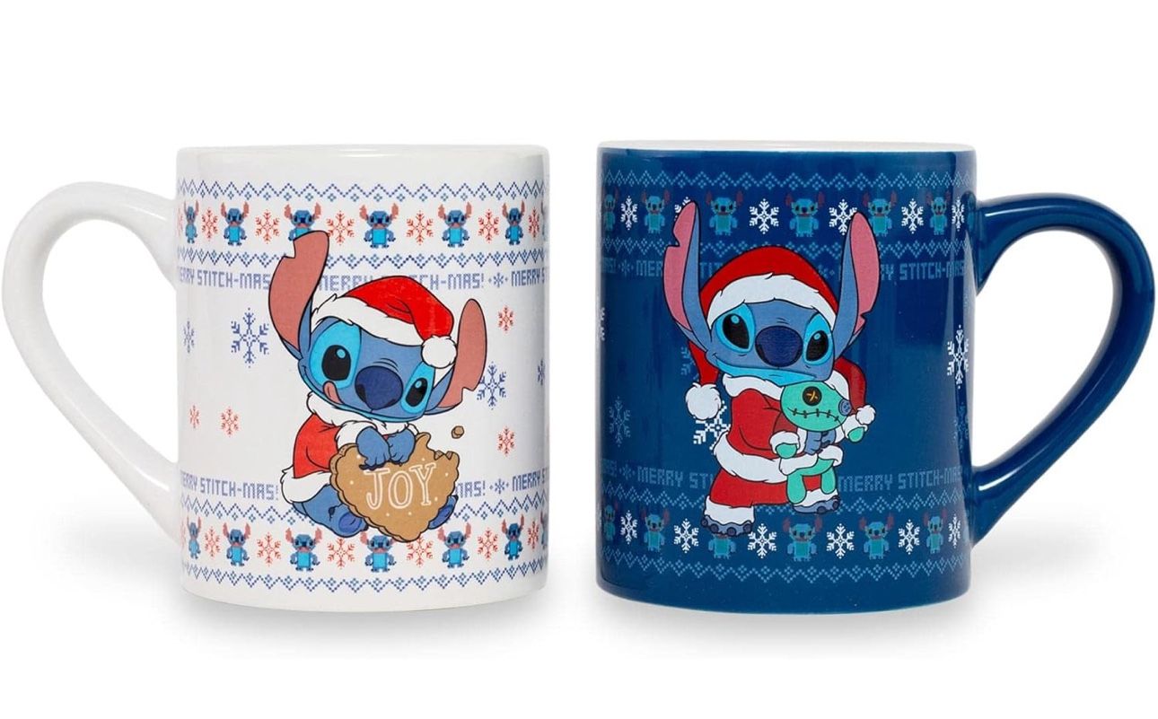 Disney Lilo & Stitch Holiday Sweaters Ceramic Mugs, Set of 2