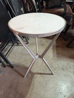 2 Rose Quartz Metal Legs Side Tables