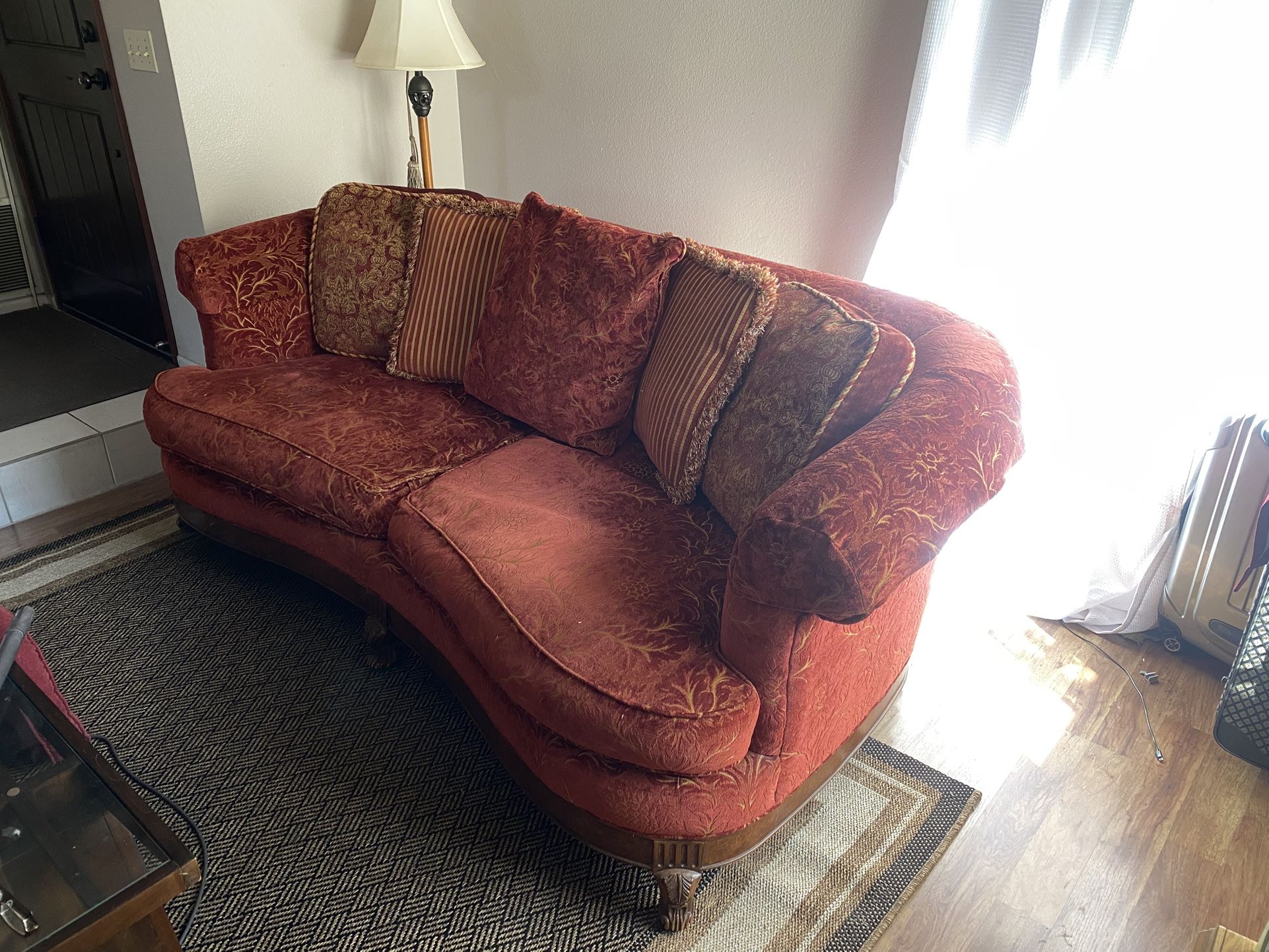 Classic feathered Down red sofa And Chair