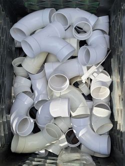 Lot of PVC Pipe Fittings Elbows and Tees