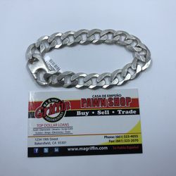 Silver 8”  Cuban Link Bracelet 