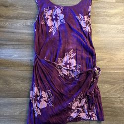 Vintage Pineapple Moon Faux Wrap Dress in Purple