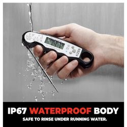 Instant Read Meat Thermometer Digital - Food Thermometer for Cooking, Grill, Oven, BBQ - IP67 Rated Waterproof - Large Backlit Display and Magnetic Ba