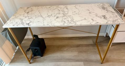 Desk / Table White Marble & Gold