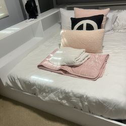 Luca White Full Wood Corner Bookcase Bed - $300