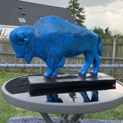 Old Blue Buffalo Statue