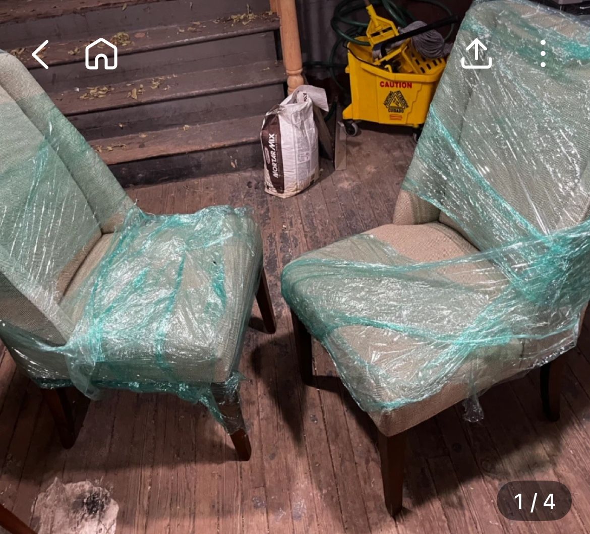 Upholstered dining chairs.
