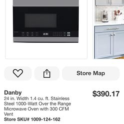 Danby 24 in. Width 1.4 cu. ft. Stainless Steel 1000-Watt Over the Range Microwave Oven with 300 CFM Vent