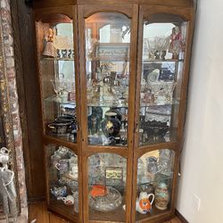 Antique Mid Century China Cabinet W/ Lights 