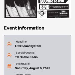 One Ticket to LCD Soundsystem/ TV on the Radio