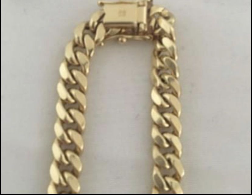 Gold Cuban Link Chain 10k 7mm Semi Solid 24 Inches