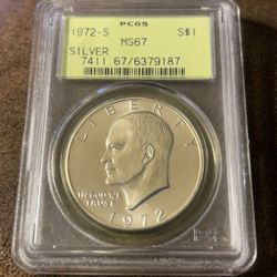 1972 S Ike Dollar Silver Pcgs Ms 67 