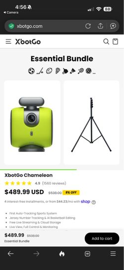 XbotGo Chameleon Essential Bundle Sports AI Tracking Camera