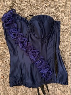 Purple Satin Corset with Rose Detail