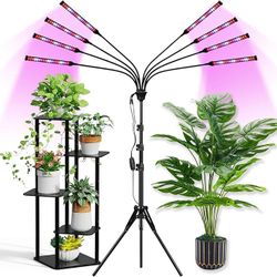 Grow Lights for Indoor Plants Full Spectrum with Stand and Timer, (Red+Blue+White) 8 Heads LED Plant Lights for Indoor Growing, Standing Floor House P