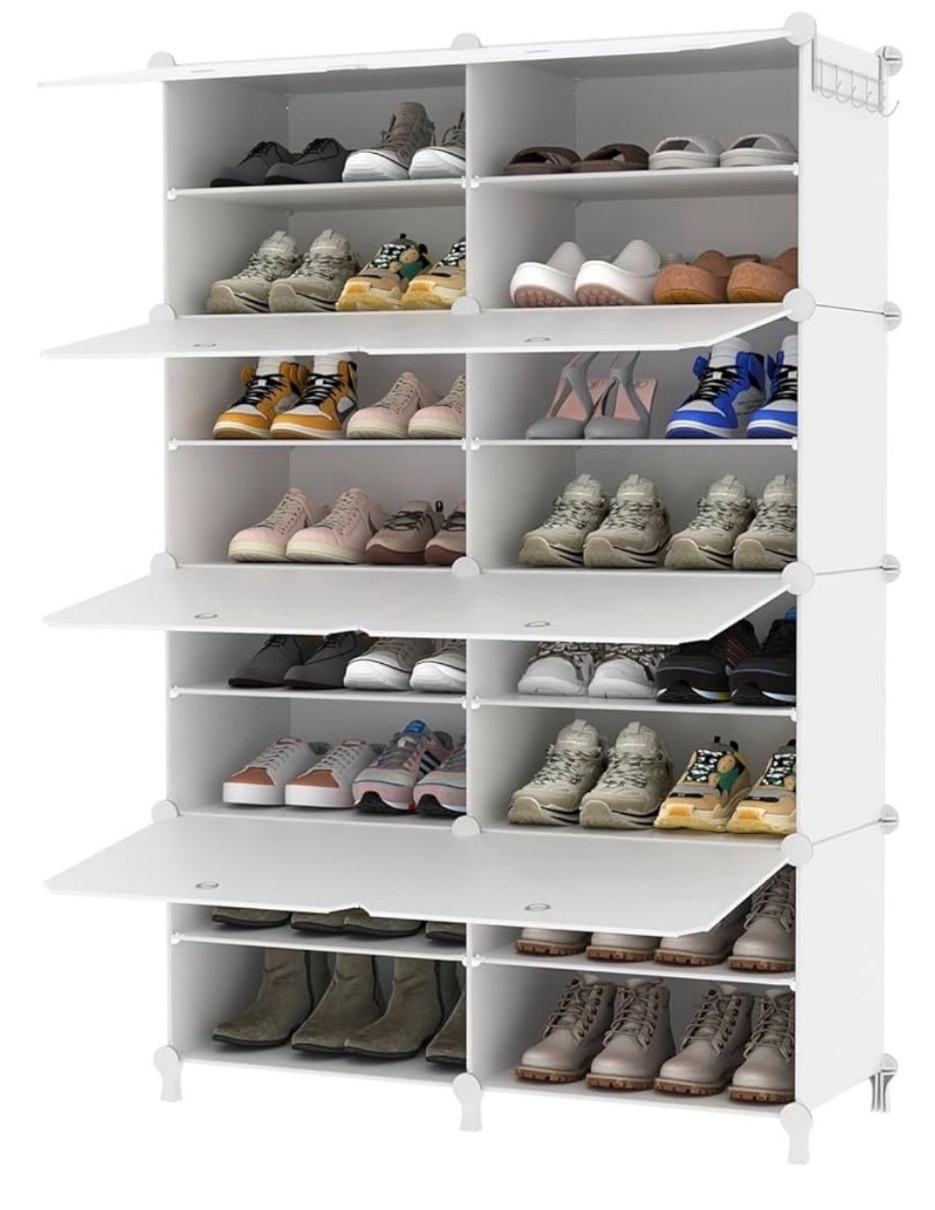 New Shoe Rack, 8 Tier Shoe Storage Cabinet With Door 32 Pair Shoe Organizer Shelves for Closet White