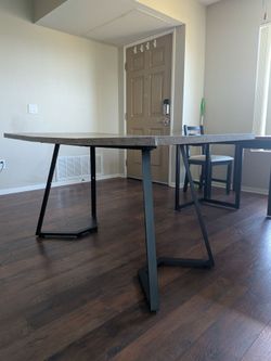 Extended Table/desk 55×31 - grey oak, steel legs