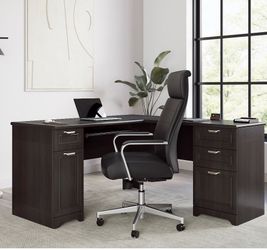 Espresso  Magellan 59"W L-Shape Corner Desk