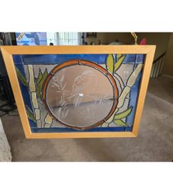 STAINED GLASS CARDINAL WINDOW PANEL 11×16 