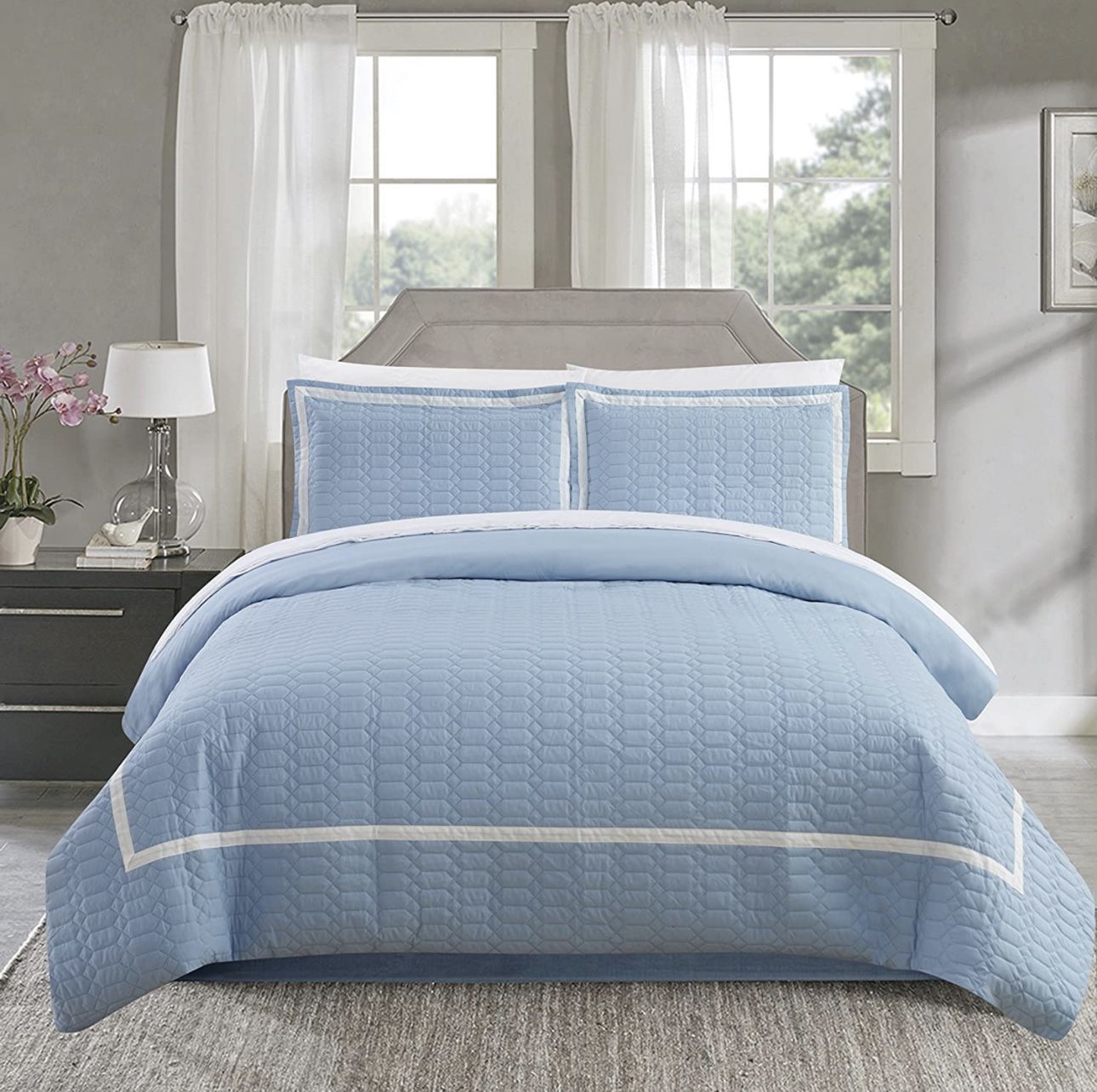 Chic Home Faige 2 Piece Duvet Cover Set Hotel Collection Two Tone Banded Print Z