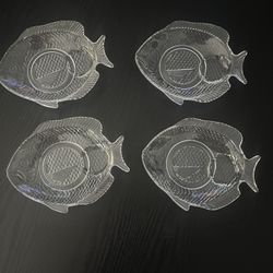 4 Glass Seafood Dishes - Brand New 