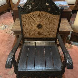 Hand Carved One Of A Mind Wooden Chair 