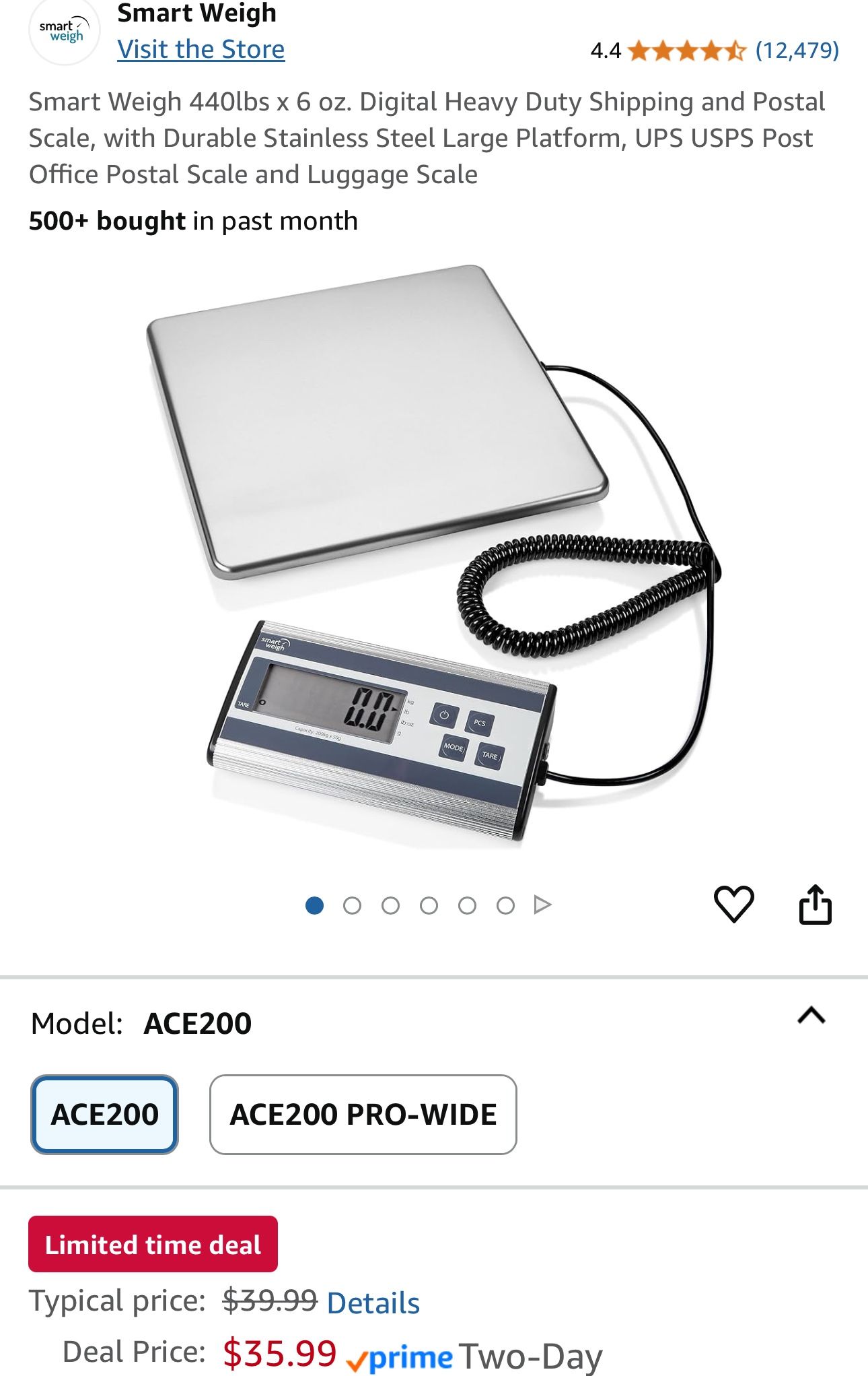 Smart Weigh 440lbs x 6 oz. Digital Heavy Duty Shipping & Postal Scale, with Durable Stainless Steel