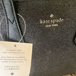 Kate Spade Black Glitter Satchel Purse - Brand New!