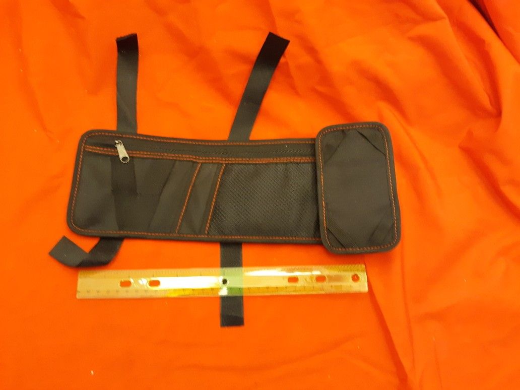 Car Visor Storage Place For Glasses, Pens And Cell Phone. Plus Large Zipper Pocket