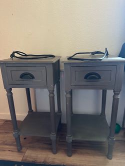 2 nightstands and charging station