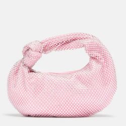 Rhinestone Pink Mesh Shoulder Knot Handbag