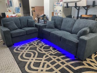 New chenille fabric recliner couch and love  seat with led ligjts