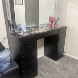 Black Vanity with Glass top