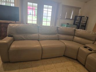 Gray leather couch sectional