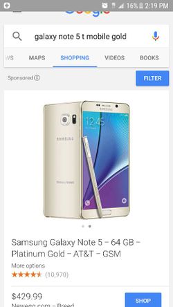 Tmobile galaxy note 5. Clean esn.
