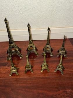 Set of 8 Metal Eiffel Tower Figurines