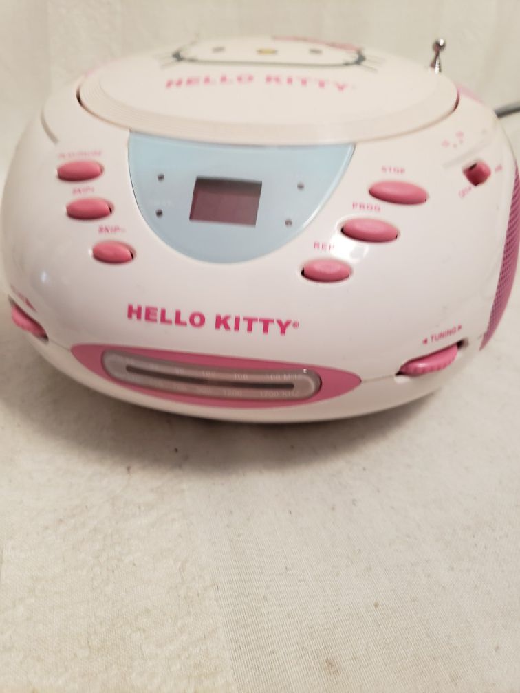 Hello Kitty Sanrio CD Player AM/FM Radio Speaker Boombox (tested)