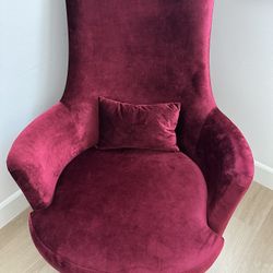 Set of 2 Modern Velvet Accent Chairs – Burgundy – Excellent Condition